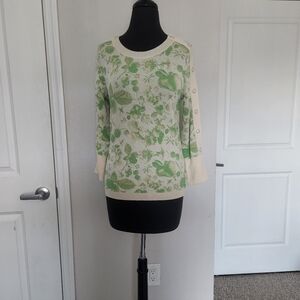 Aldo Martins Green and Cream Floral Sweater